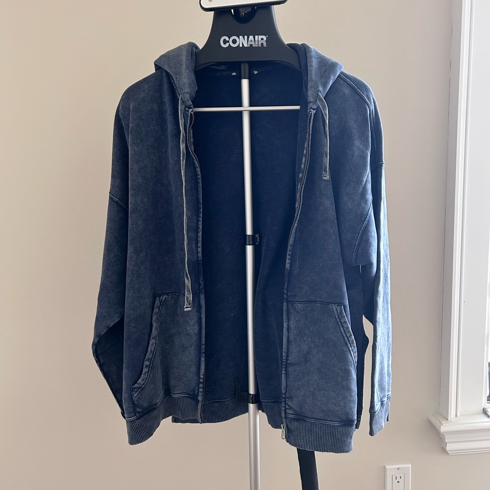 Wilfred Dark Blue Denim Look Hoodie